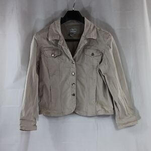 Live A Little Women's Size XL Beige Jean Jacket (Flaw)